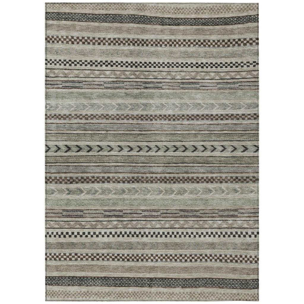 LOOMLAN Rugs Luthyra Brown Washable Indoor-Outdoor Rug