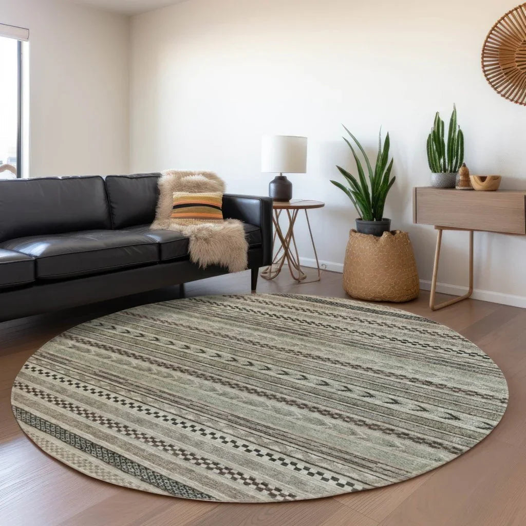 LOOMLAN Rugs Luthyra Brown Washable Indoor-Outdoor Rug