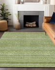 LOOMLAN Rugs Luthyra Green Washable Indoor-Outdoor Rug
