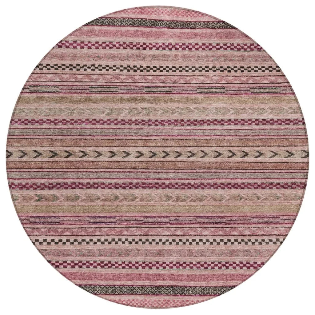 LOOMLAN Rugs Luthyra Pink Washable Indoor-Outdoor Rug