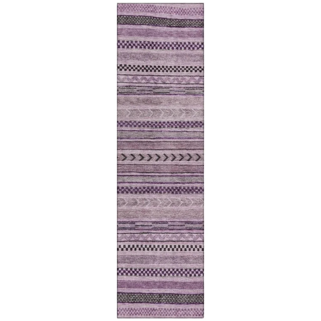 LOOMLAN Rugs Luthyra Purple Washable Indoor-Outdoor Rug