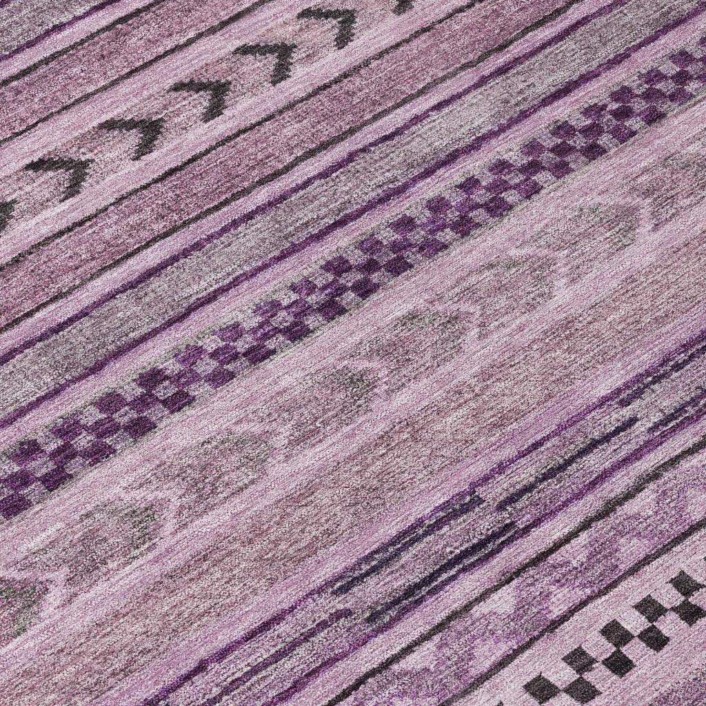 LOOMLAN Rugs Luthyra Purple Washable Indoor-Outdoor Rug