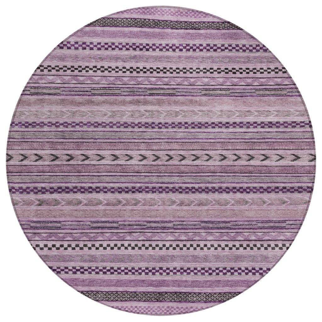 LOOMLAN Rugs Luthyra Purple Washable Indoor-Outdoor Rug
