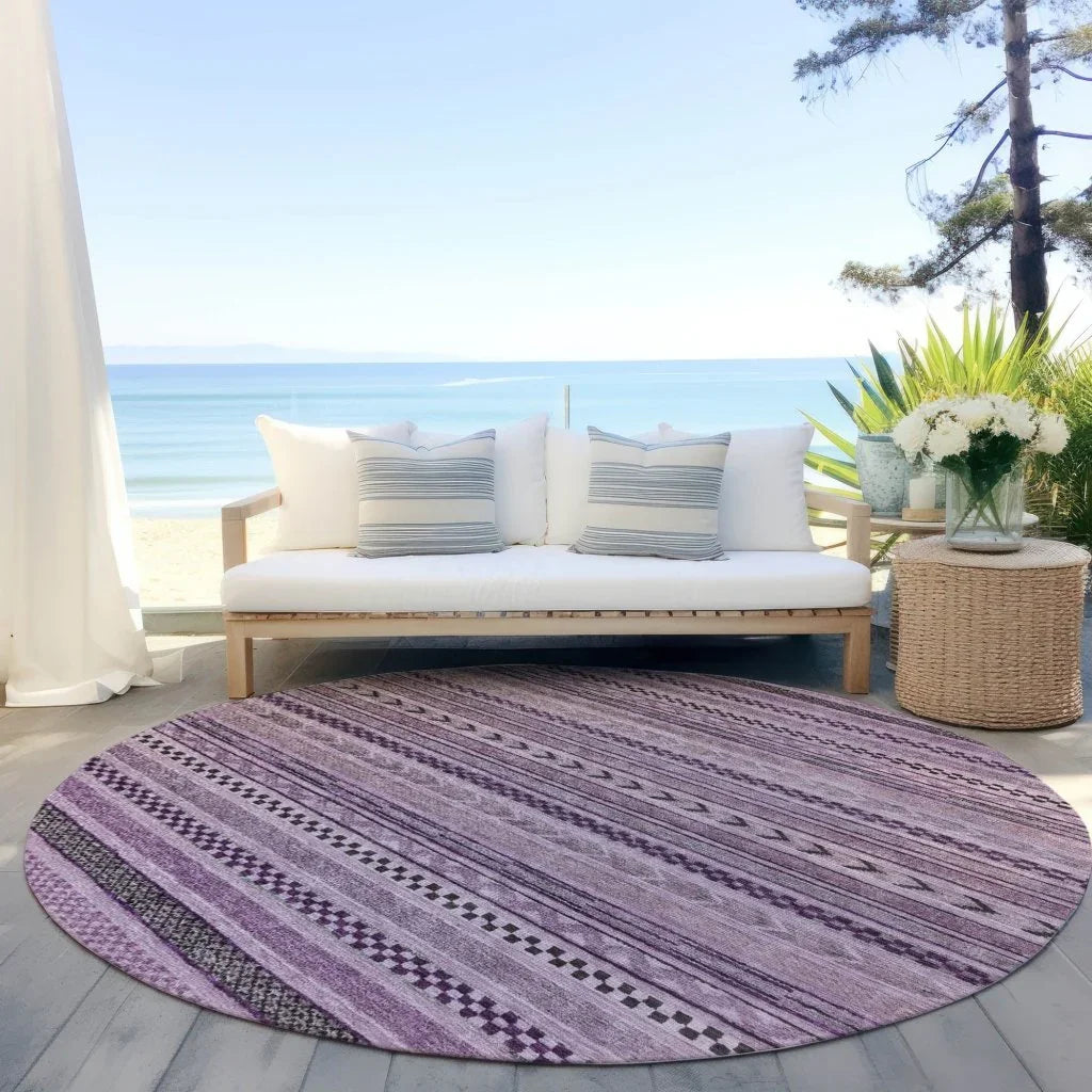 LOOMLAN Rugs Luthyra Purple Washable Indoor-Outdoor Rug