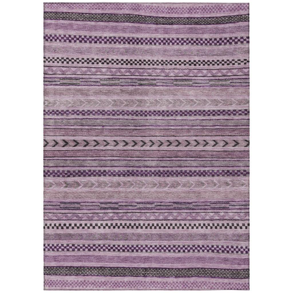 LOOMLAN Rugs Luthyra Purple Washable Indoor-Outdoor Rug