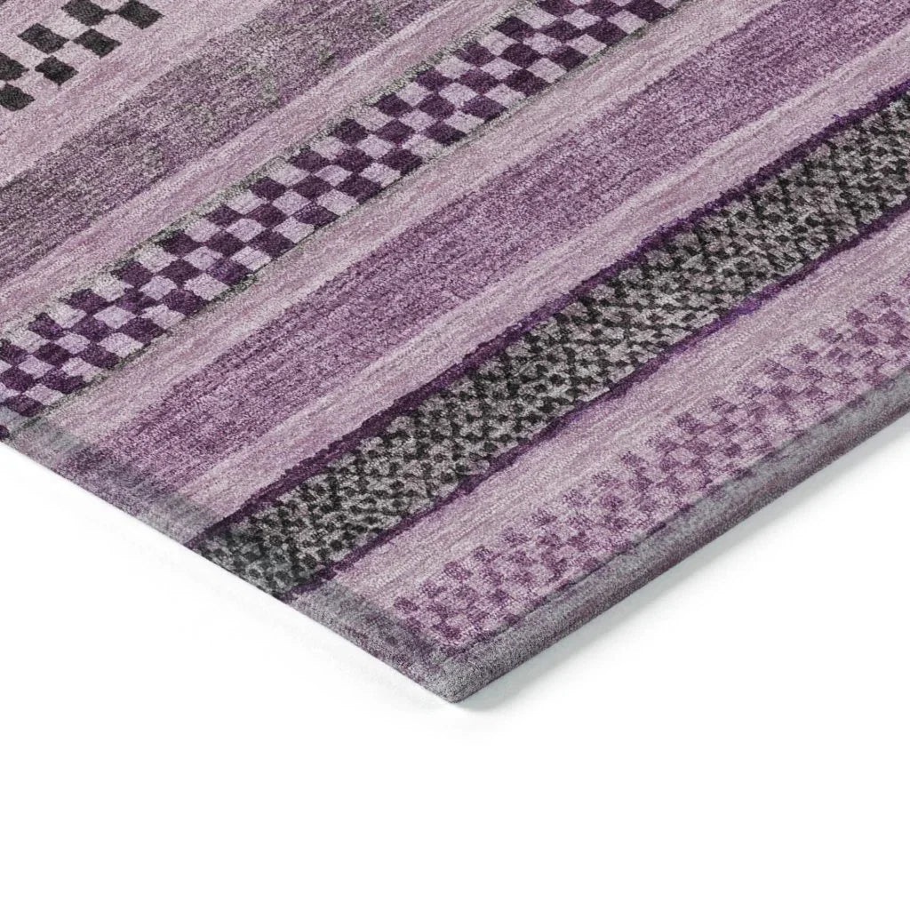 LOOMLAN Rugs Luthyra Purple Washable Indoor-Outdoor Rug