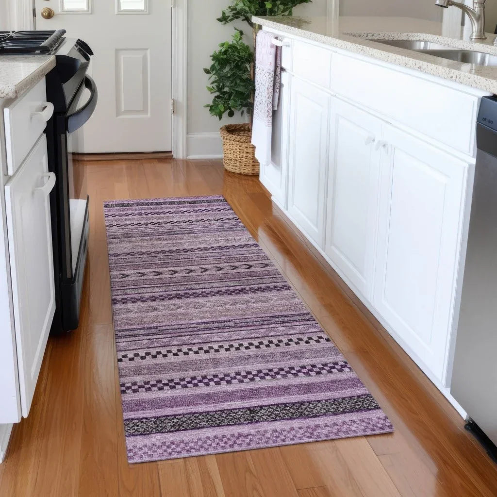 LOOMLAN Rugs Luthyra Purple Washable Indoor-Outdoor Rug