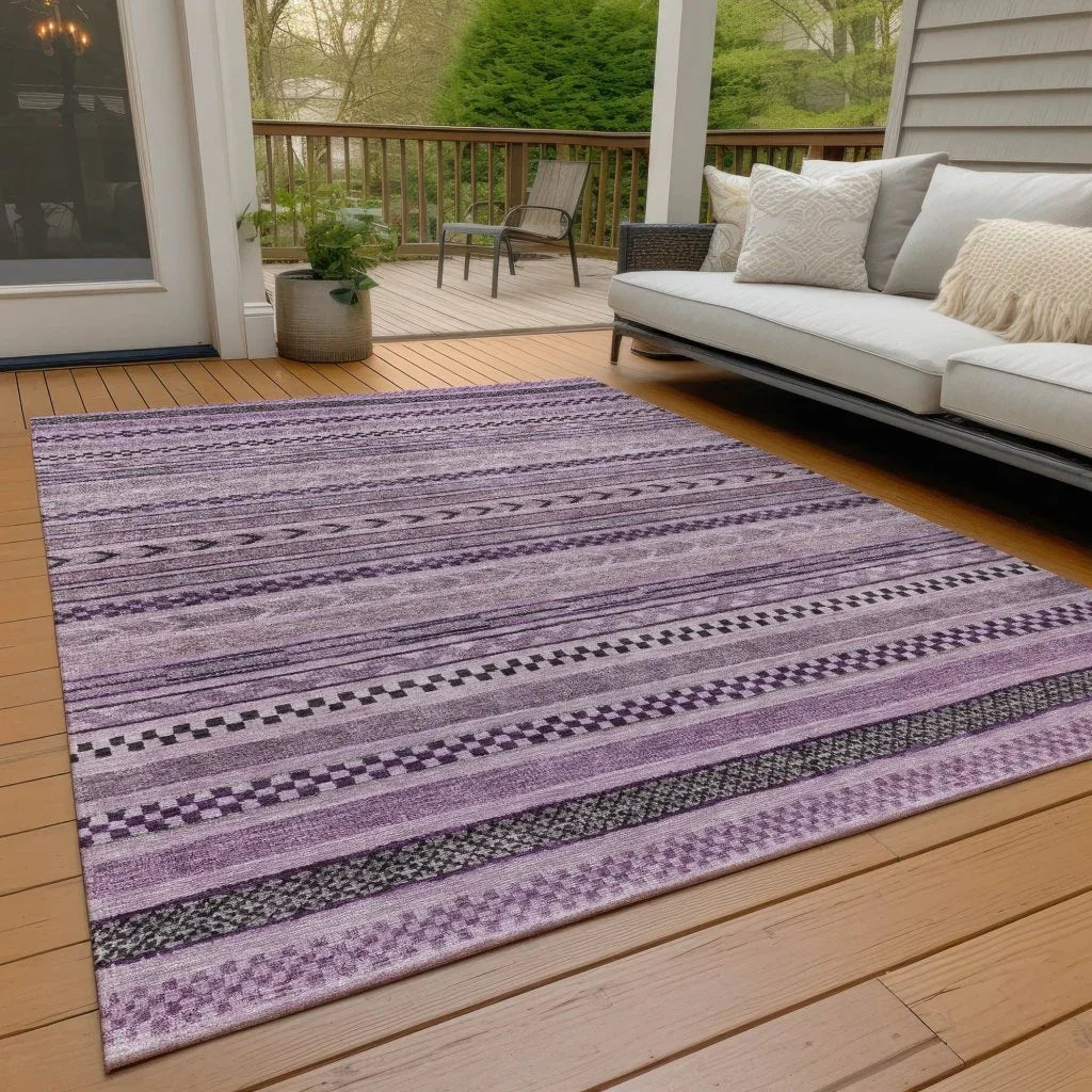 LOOMLAN Rugs Luthyra Purple Washable Indoor-Outdoor Rug