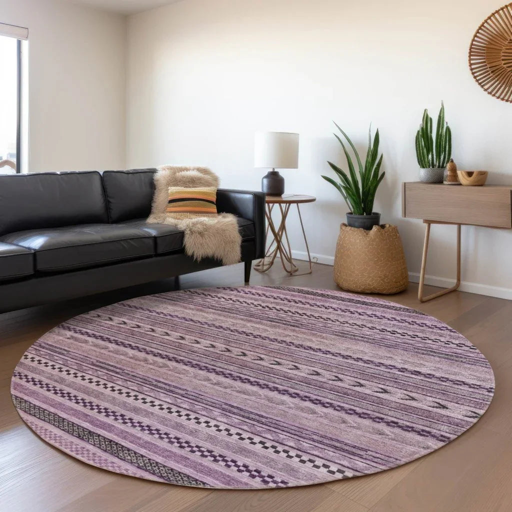 LOOMLAN Rugs Luthyra Purple Washable Indoor-Outdoor Rug
