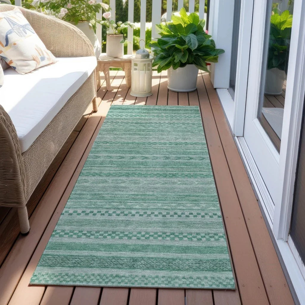 LOOMLAN Rugs Luthyra Turquoise Washable Indoor-Outdoor Rug
