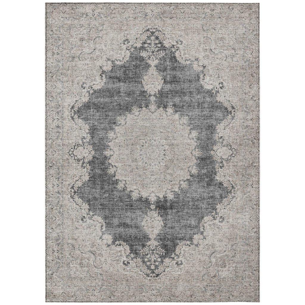 LOOMLAN Rugs Lyra Black Washable Indoor-Outdoor Rug