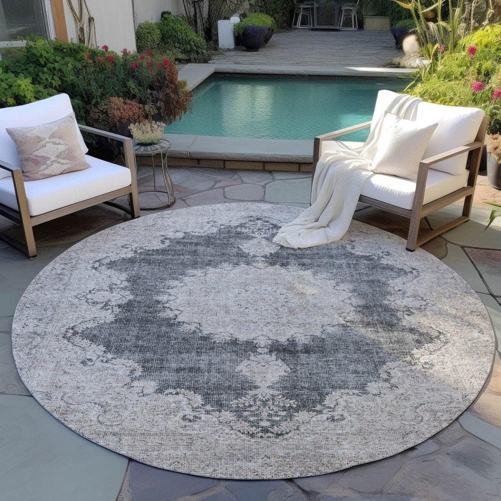 LOOMLAN Rugs Lyra Black Washable Indoor-Outdoor Rug