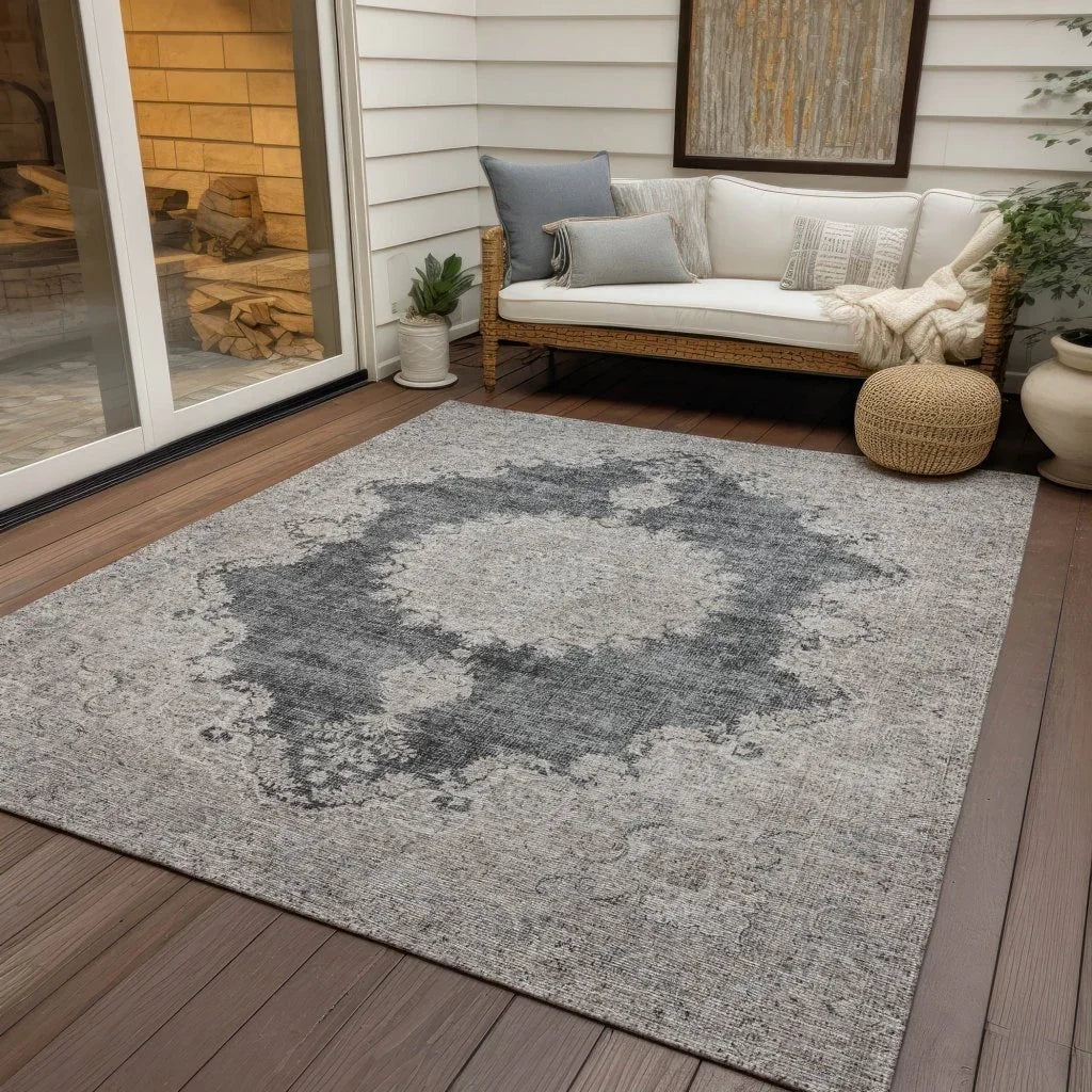 LOOMLAN Rugs Lyra Black Washable Indoor-Outdoor Rug