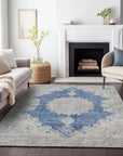 LOOMLAN Rugs Lyra Blue Washable Indoor-Outdoor Rug