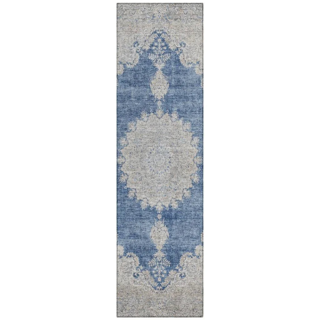LOOMLAN Rugs Lyra Blue Washable Indoor-Outdoor Rug