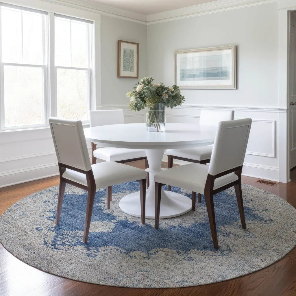 LOOMLAN Rugs Lyra Blue Washable Indoor-Outdoor Rug