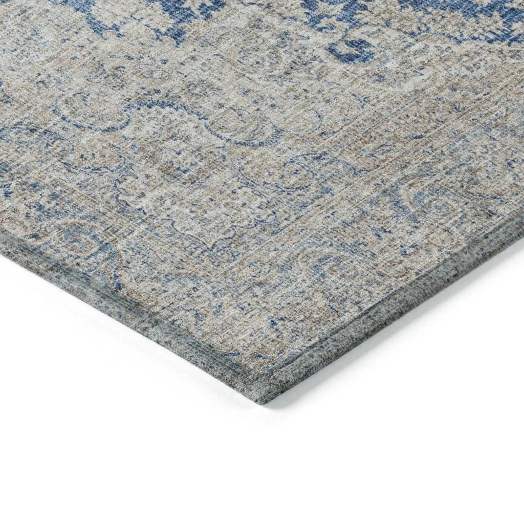LOOMLAN Rugs Lyra Blue Washable Indoor-Outdoor Rug