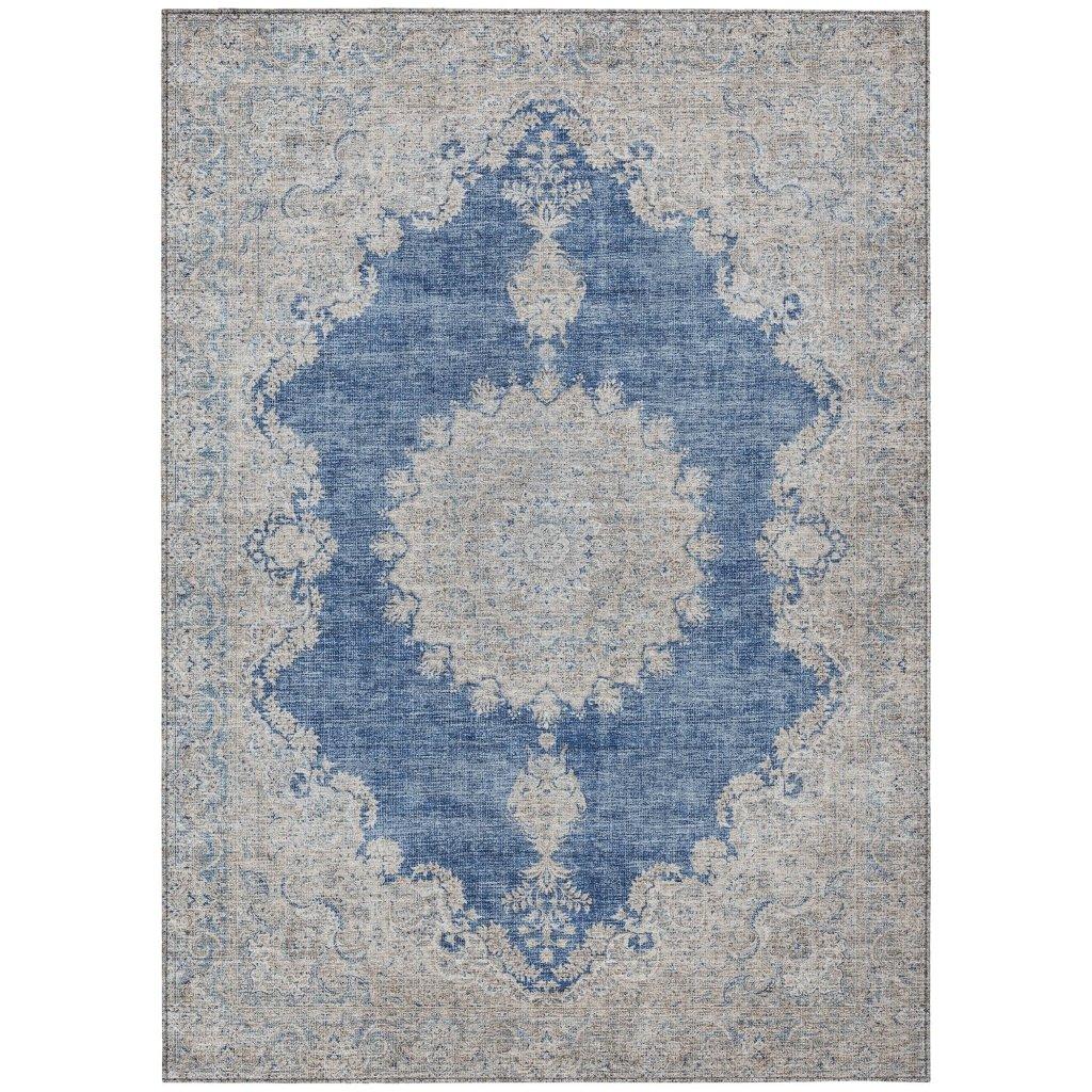 LOOMLAN Rugs Lyra Blue Washable Indoor-Outdoor Rug