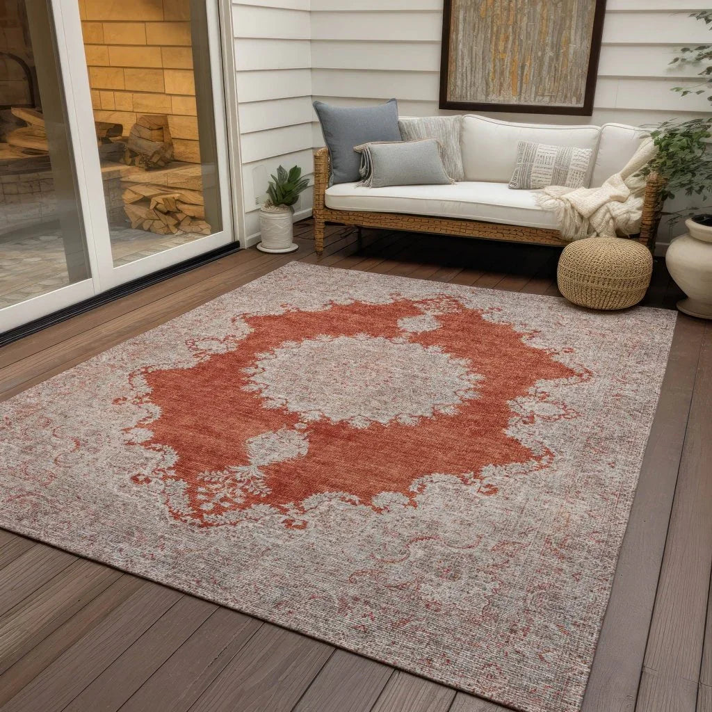 LOOMLAN Rugs Lyra Orange Washable Indoor-Outdoor Rug