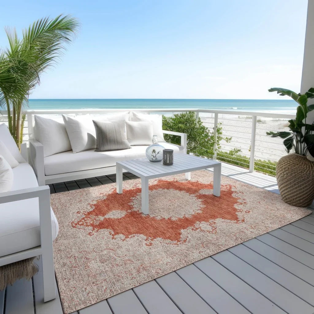 LOOMLAN Rugs Lyra Orange Washable Indoor-Outdoor Rug