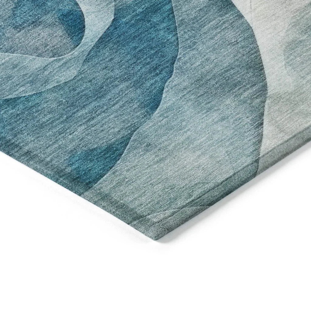 LOOMLAN Rugs Lyrette Teal Washable Indoor-Outdoor Rug