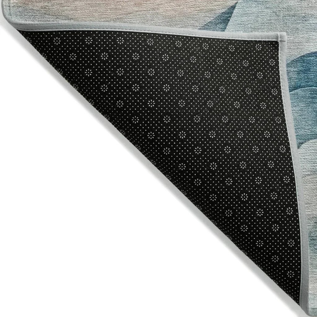 LOOMLAN Rugs Lyrette Teal Washable Indoor-Outdoor Rug
