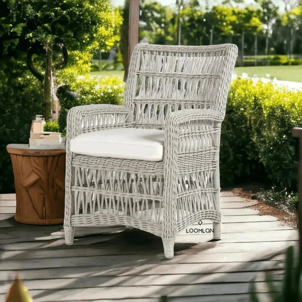 Lloyd Flanders Mackinac Patio Dining Armchair Sunbrella Cushion