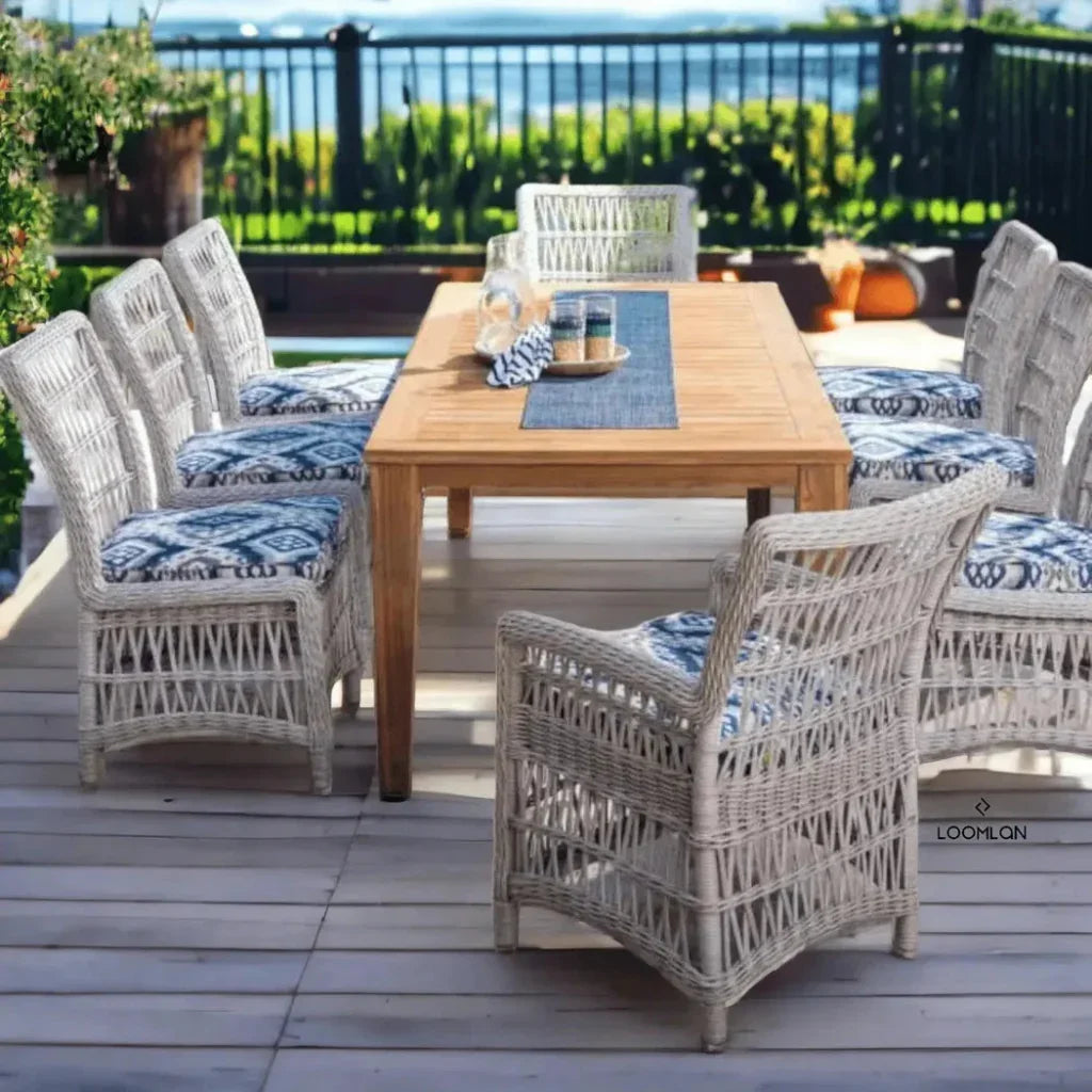 Lloyd Flanders Mackinac Patio Dining Armchair Sunbrella Cushion