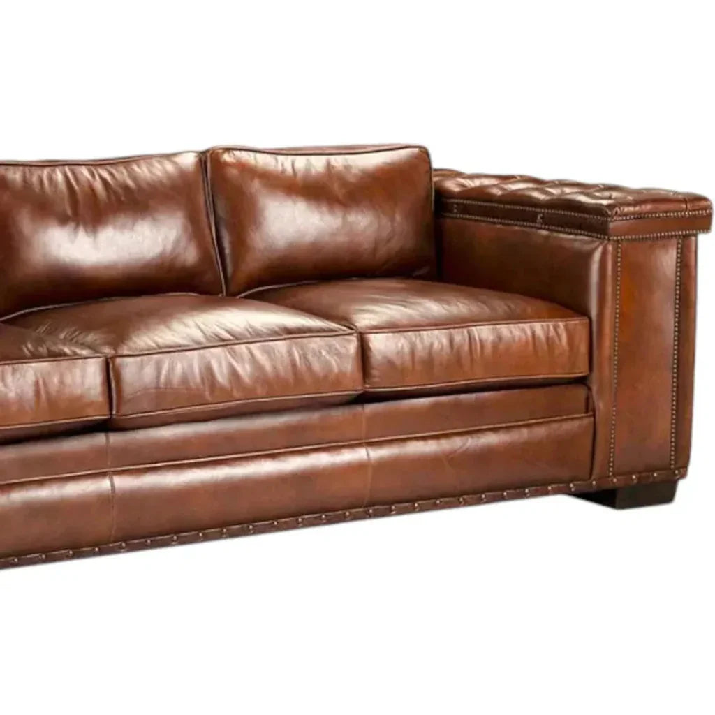 Maestro Large Size Low Profile Leather Couch Wide Arms - LOOMLAN - Uptown Sebastian - Sofas &amp; Loveseats