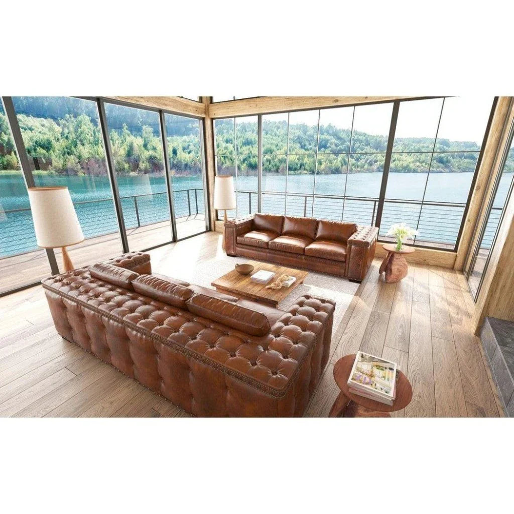 Maestro Large Size Low Profile Leather Couch Wide Arms - LOOMLAN - Uptown Sebastian - Sofas &amp; Loveseats