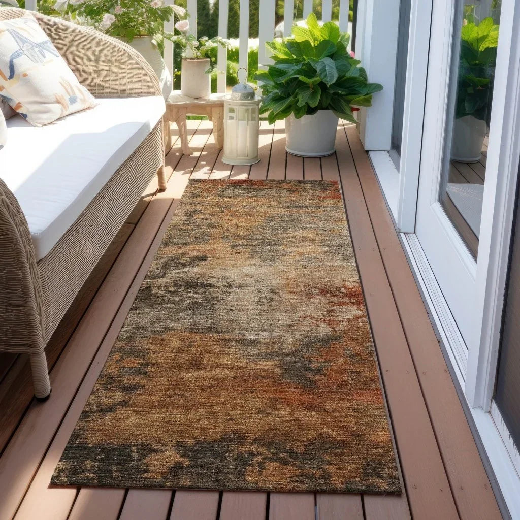 LOOMLAN Rugs Mahari Brown Washable Indoor-Outdoor Rug