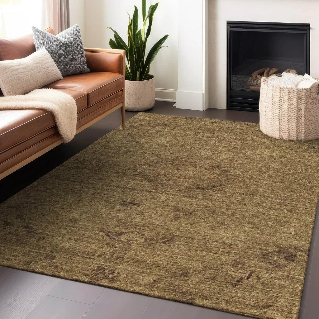 LOOMLAN Rugs Malia Brown Washable Indoor-Outdoor Rug