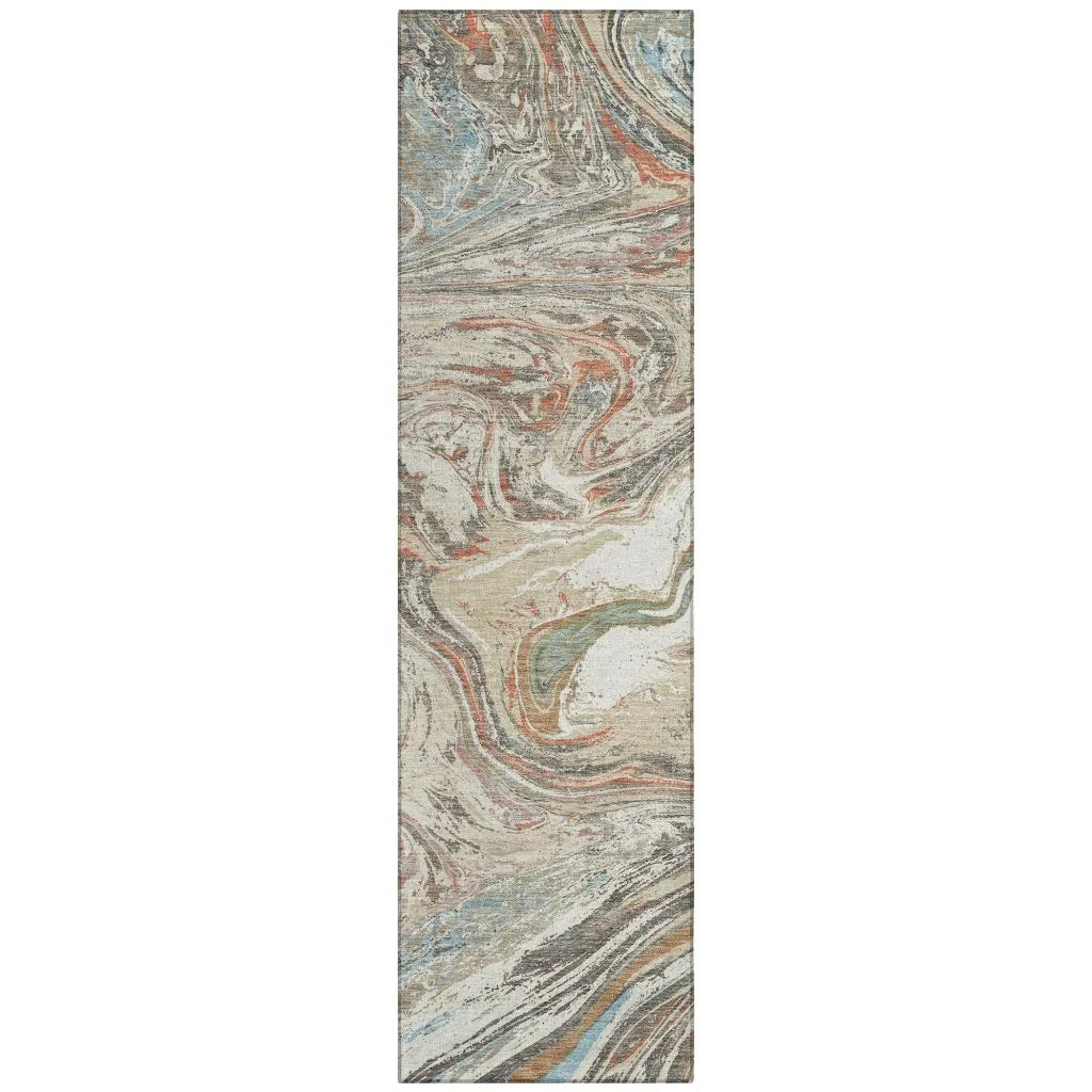 LOOMLAN Rugs Malika Beige Washable Indoor-Outdoor Rug