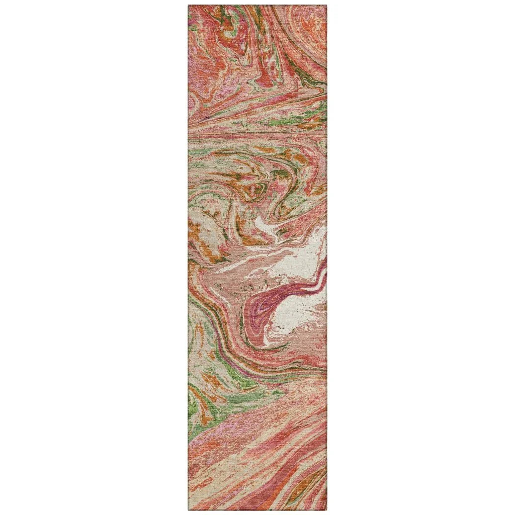 LOOMLAN Rugs Malika Coral Washable Indoor-Outdoor Rug