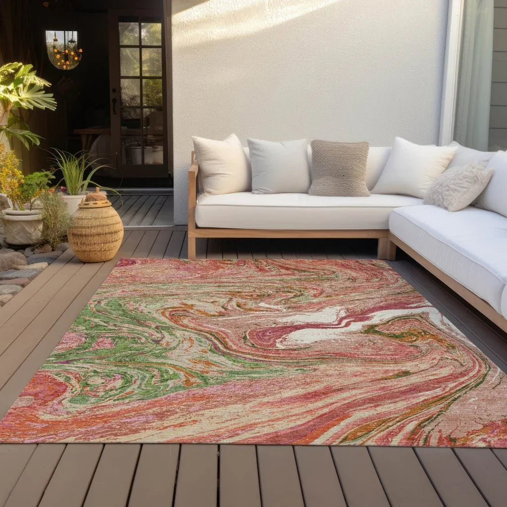 LOOMLAN Rugs Malika Coral Washable Indoor-Outdoor Rug