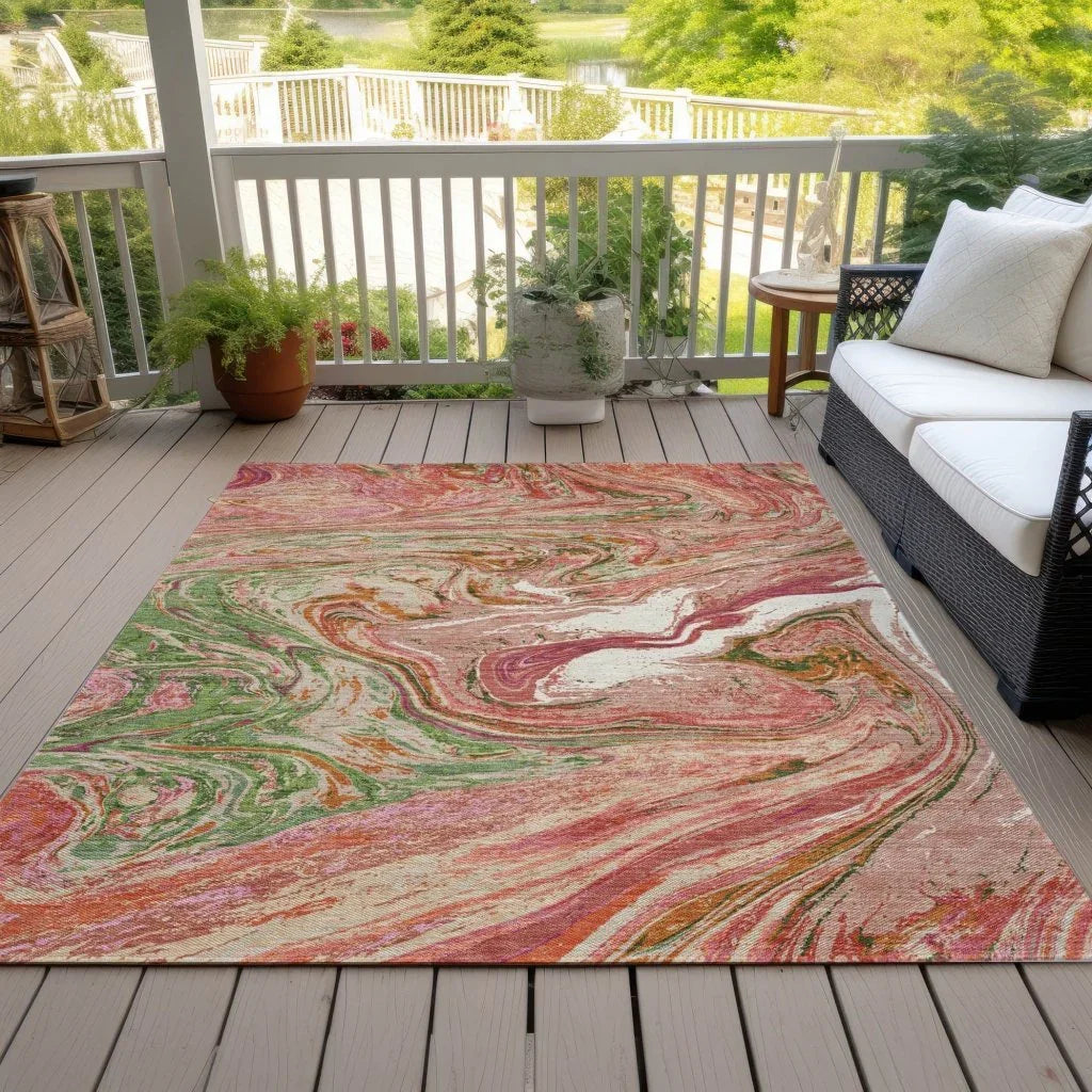LOOMLAN Rugs Malika Coral Washable Indoor-Outdoor Rug
