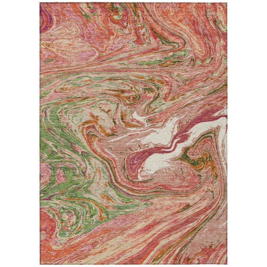 LOOMLAN Rugs Malika Coral Washable Indoor-Outdoor Rug