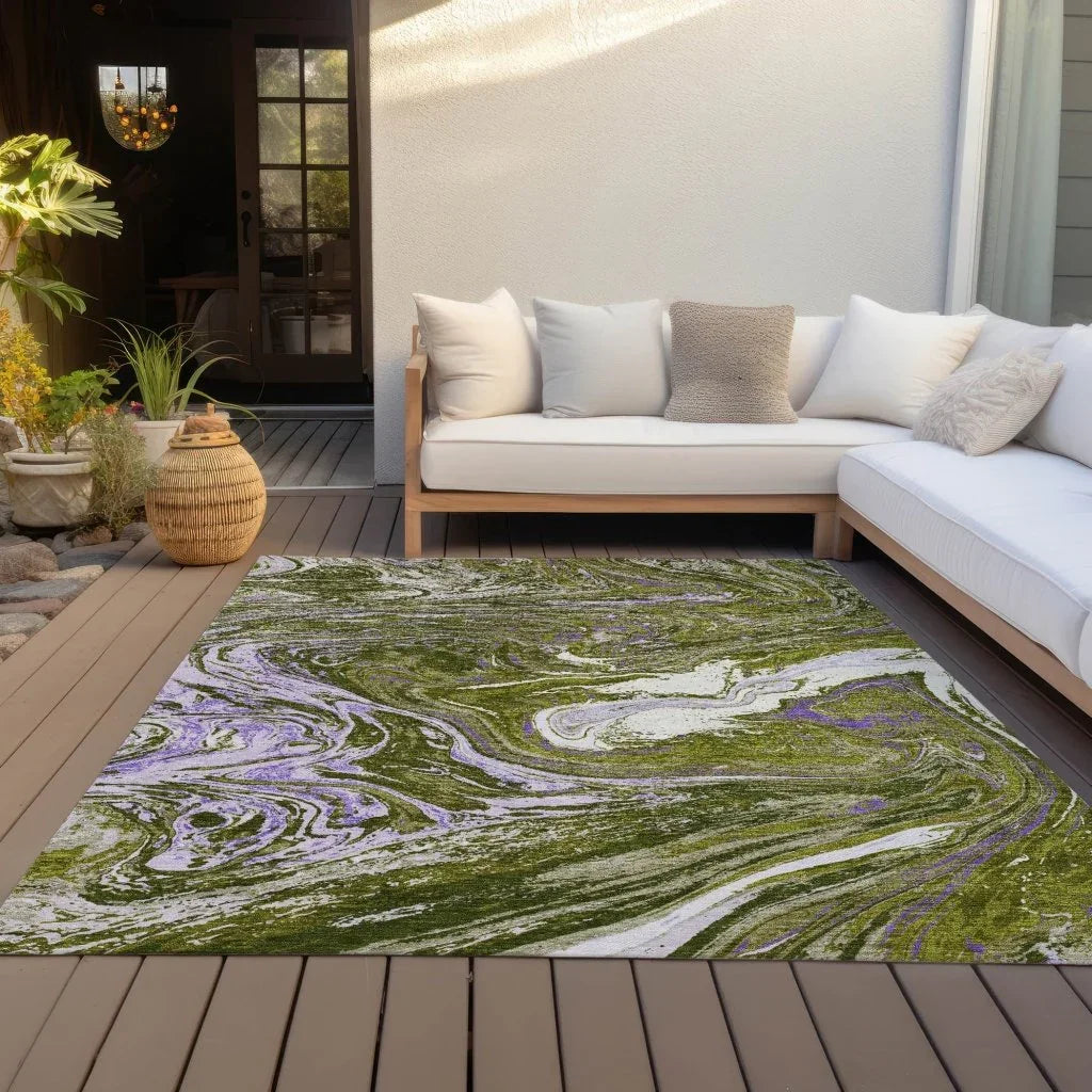 LOOMLAN Rugs Malika Olive Washable Indoor-Outdoor Rug