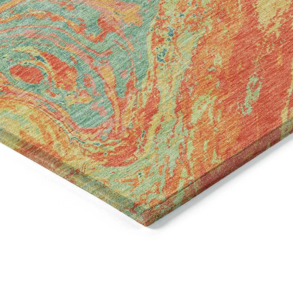 LOOMLAN Rugs Malika Orange Washable Indoor-Outdoor Rug