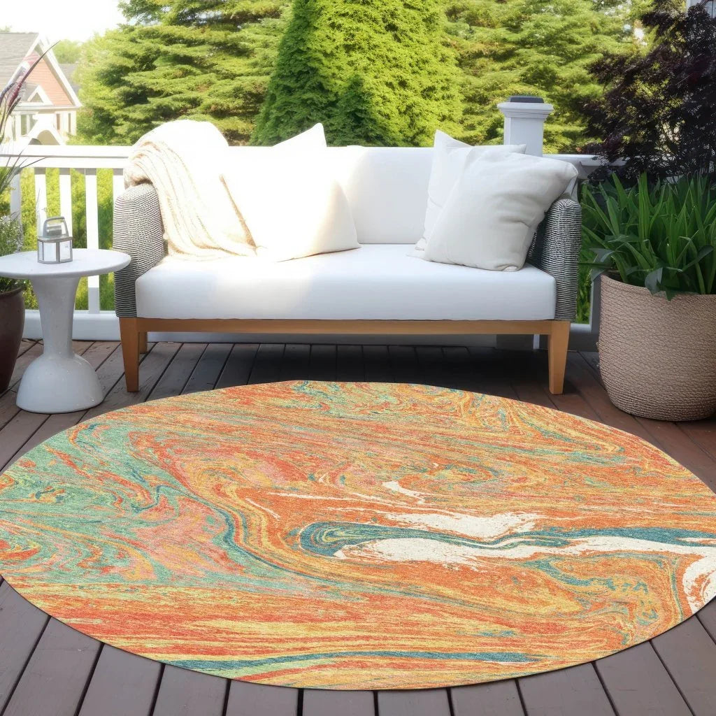 LOOMLAN Rugs Malika Orange Washable Indoor-Outdoor Rug