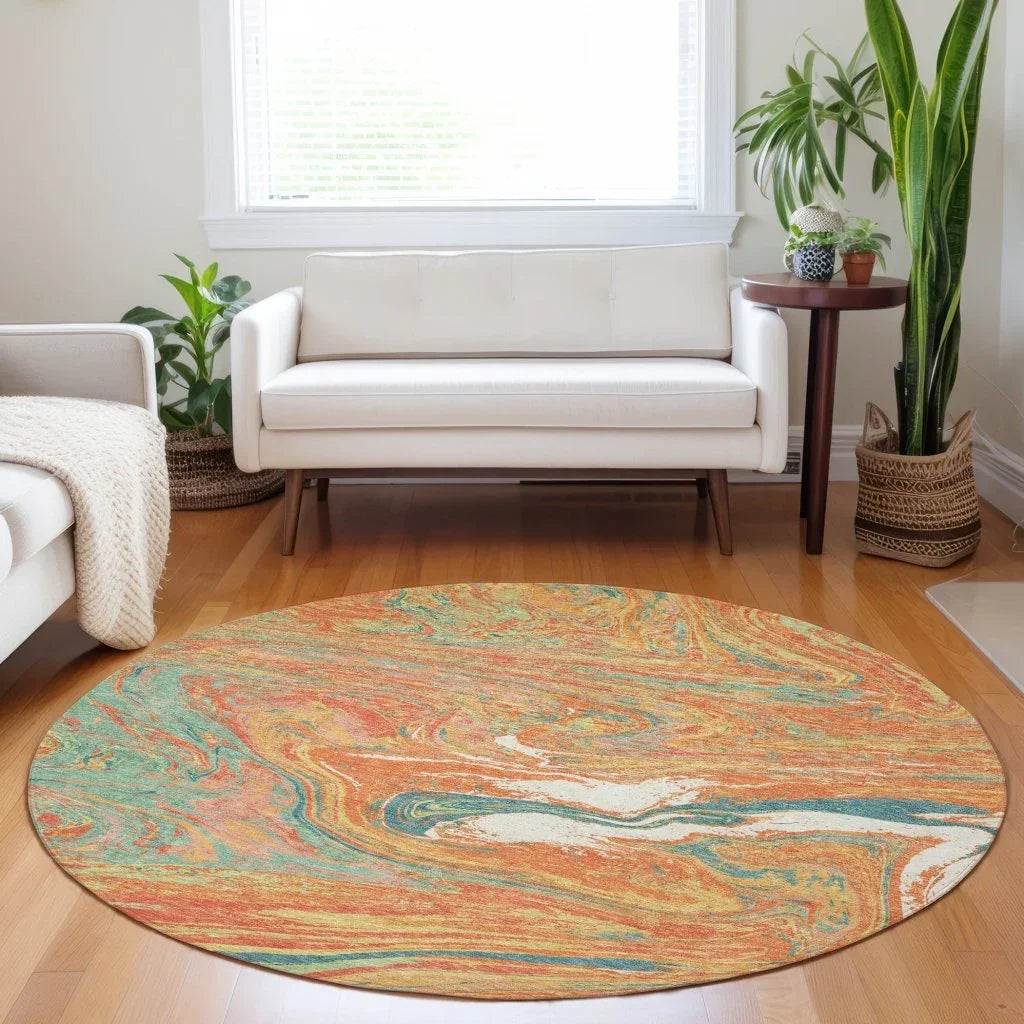 LOOMLAN Rugs Malika Orange Washable Indoor-Outdoor Rug