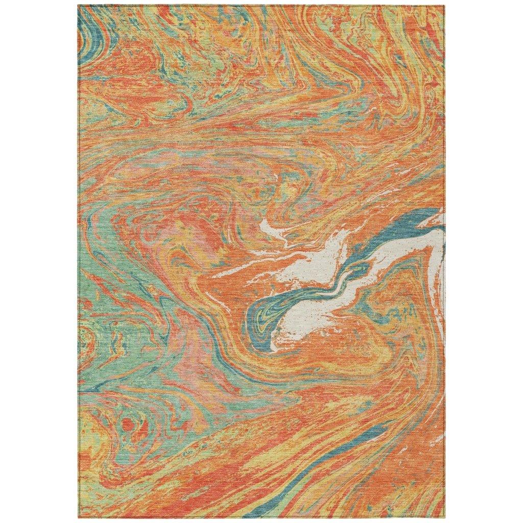 LOOMLAN Rugs Malika Orange Washable Indoor-Outdoor Rug