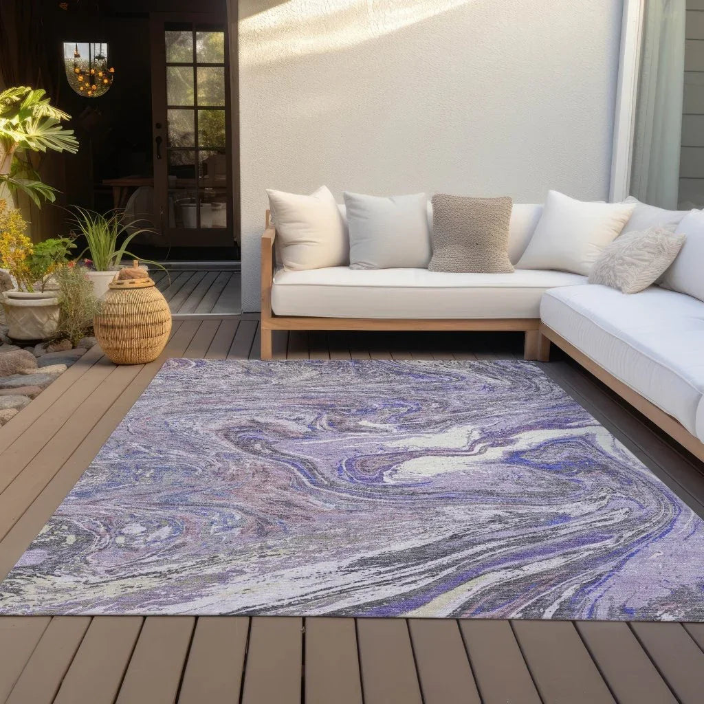 LOOMLAN Rugs Malika Purple Washable Indoor-Outdoor Rug