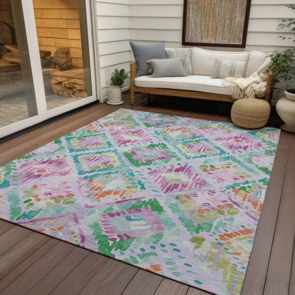 LOOMLAN Rugs Marave Purple Washable Indoor-Outdoor Rug