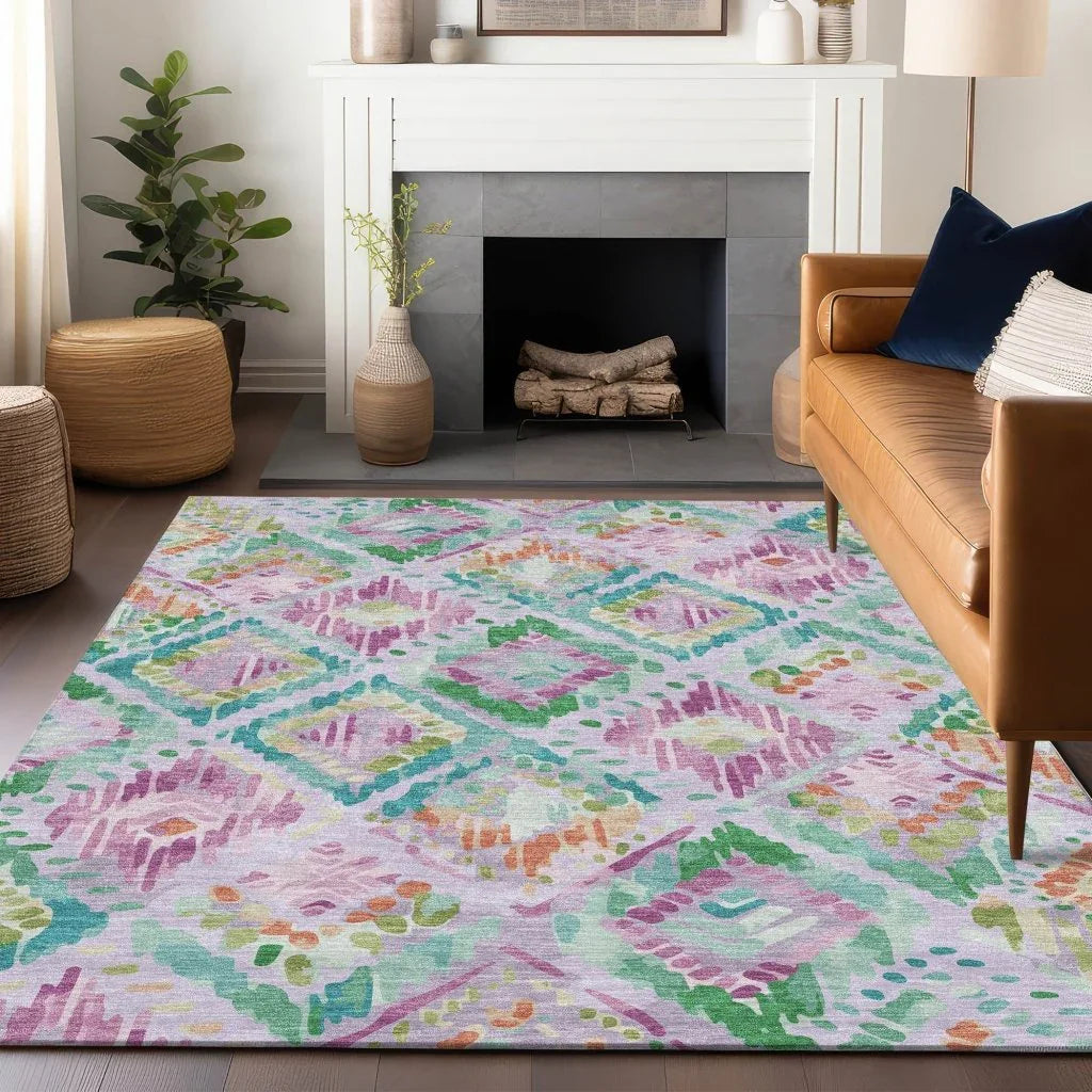LOOMLAN Rugs Marave Purple Washable Indoor-Outdoor Rug