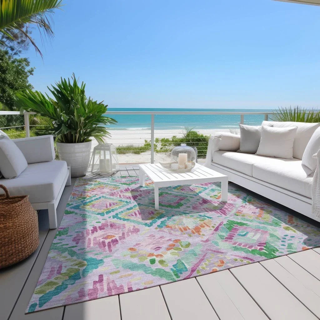 LOOMLAN Rugs Marave Purple Washable Indoor-Outdoor Rug