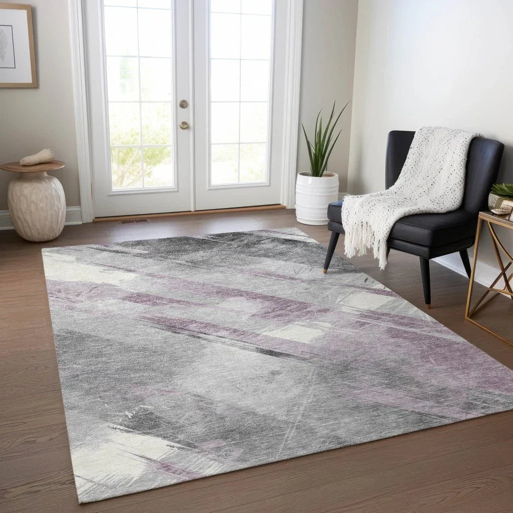 LOOMLAN Rugs Marisse Purple Washable Indoor-Outdoor Rug