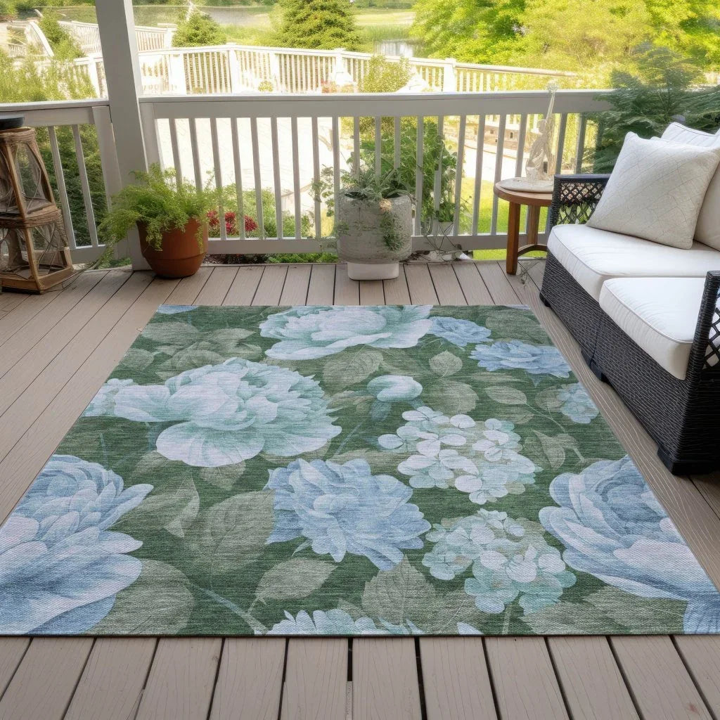 LOOMLAN Rugs Maroque Blue Washable Indoor-Outdoor Rug
