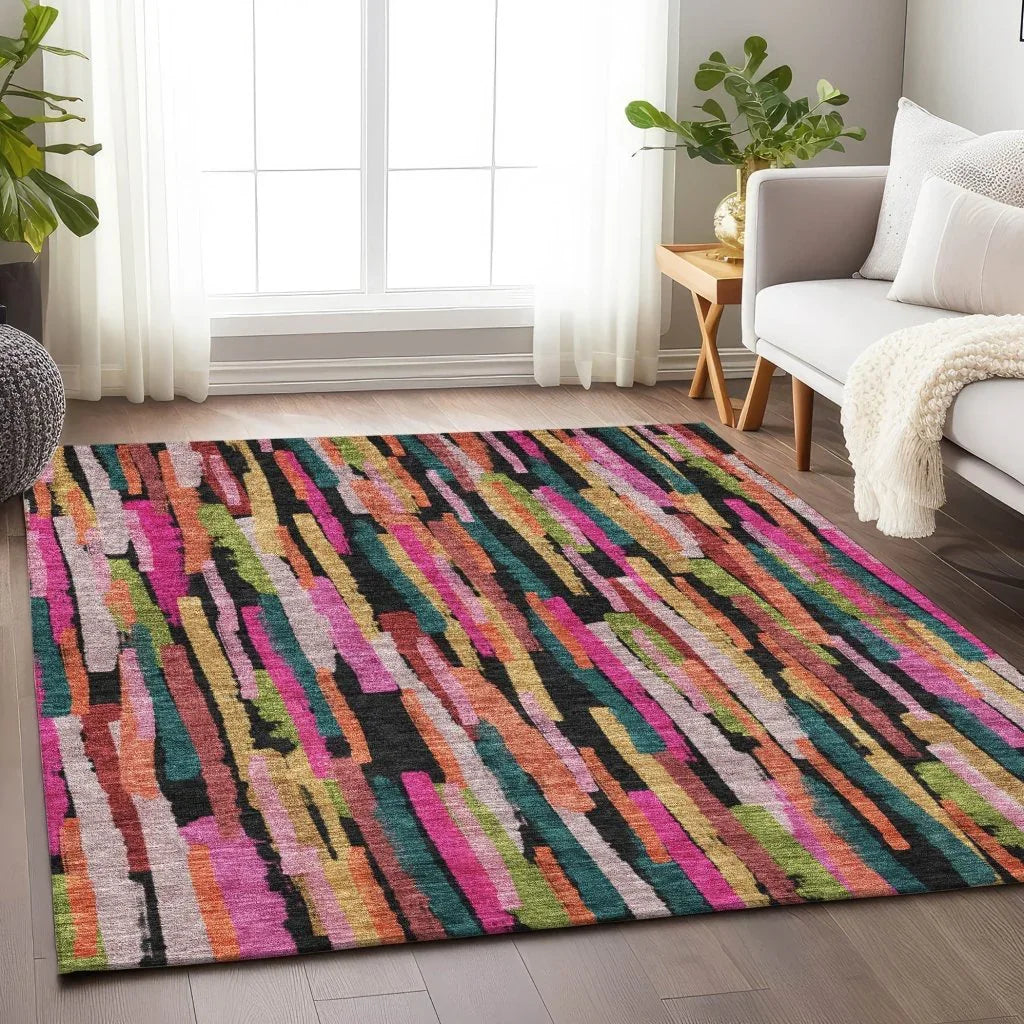 LOOMLAN Rugs Marrah Pink Washable Indoor-Outdoor Rug