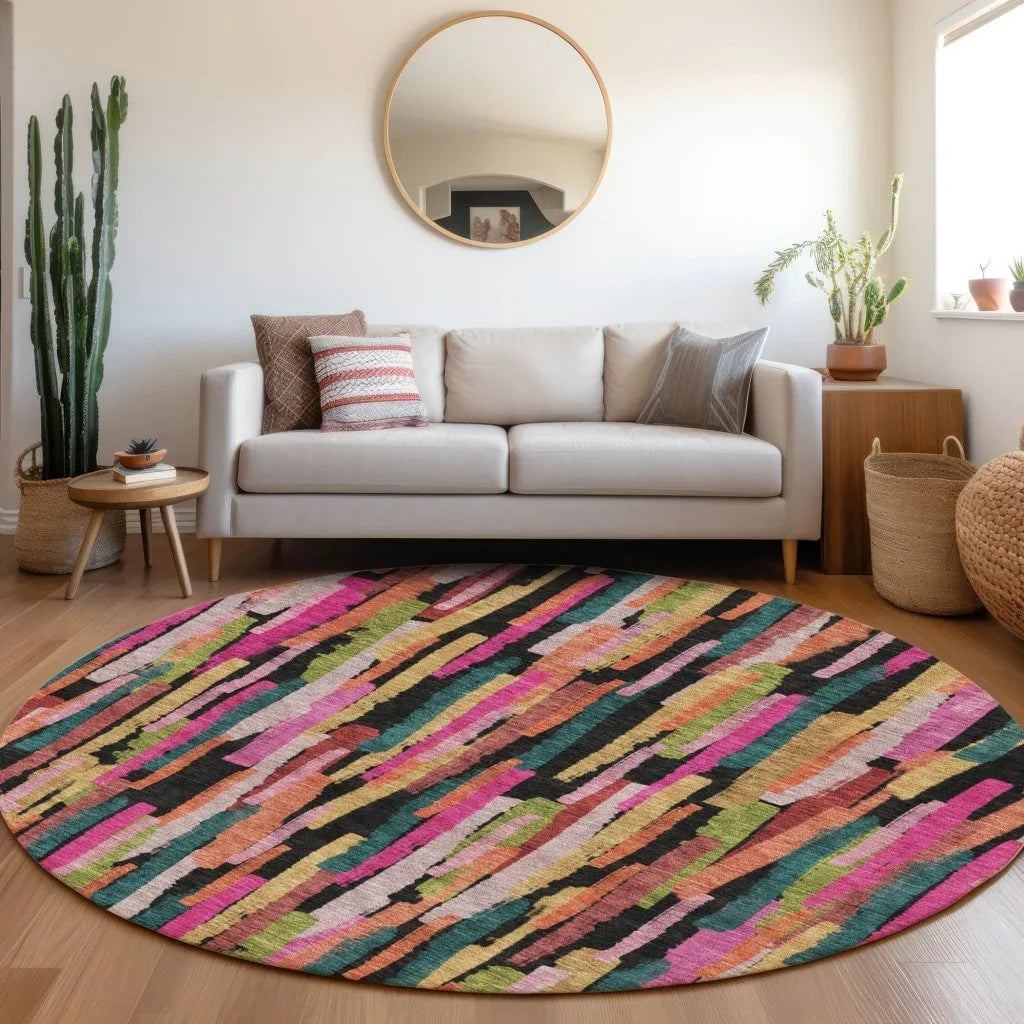 LOOMLAN Rugs Marrah Pink Washable Indoor-Outdoor Rug